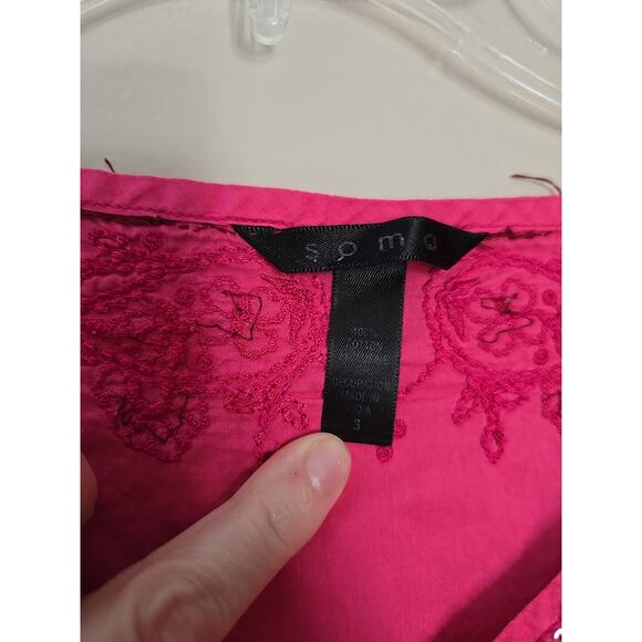 Somo Pink Embroidered Beaded Long Sleeve Indian Kurta Dress Womans Size 3 - Picture 6 of 6